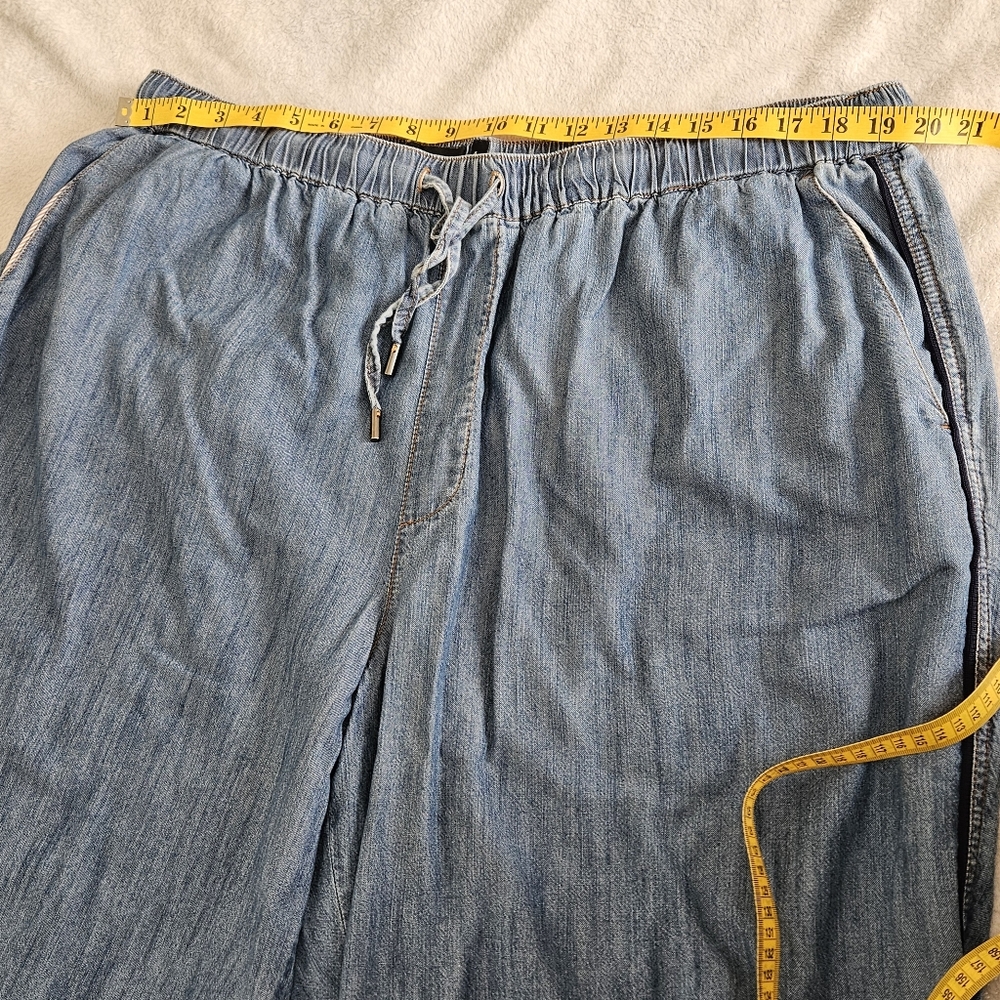 WILDFANG Essential Loose Leg Tencel Blend Culotte Wide Leg Pants Chambray 1X - Picture 10 of 15